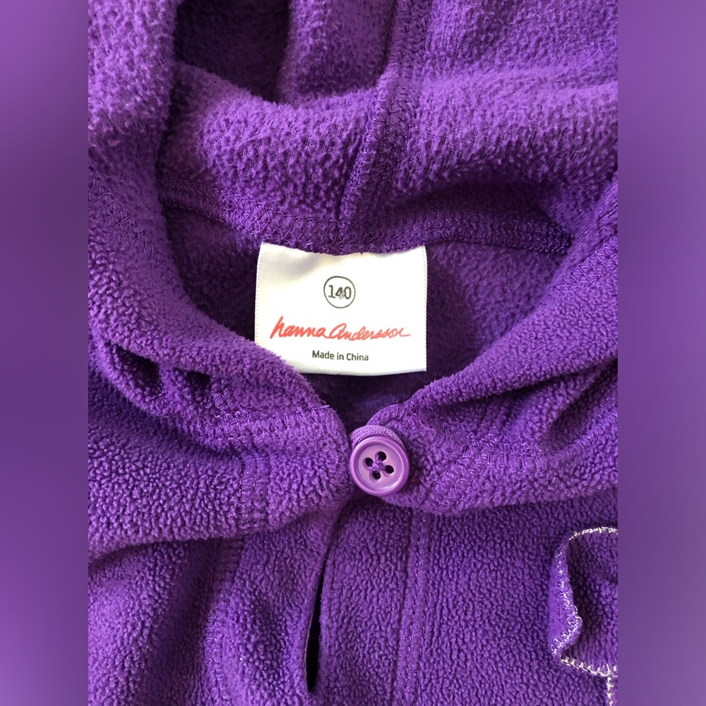 Hanna Andersson Girls 10 Purple Oversized Fleece Hooded Sweatshirt w/Pockets - Picture 5 of 11